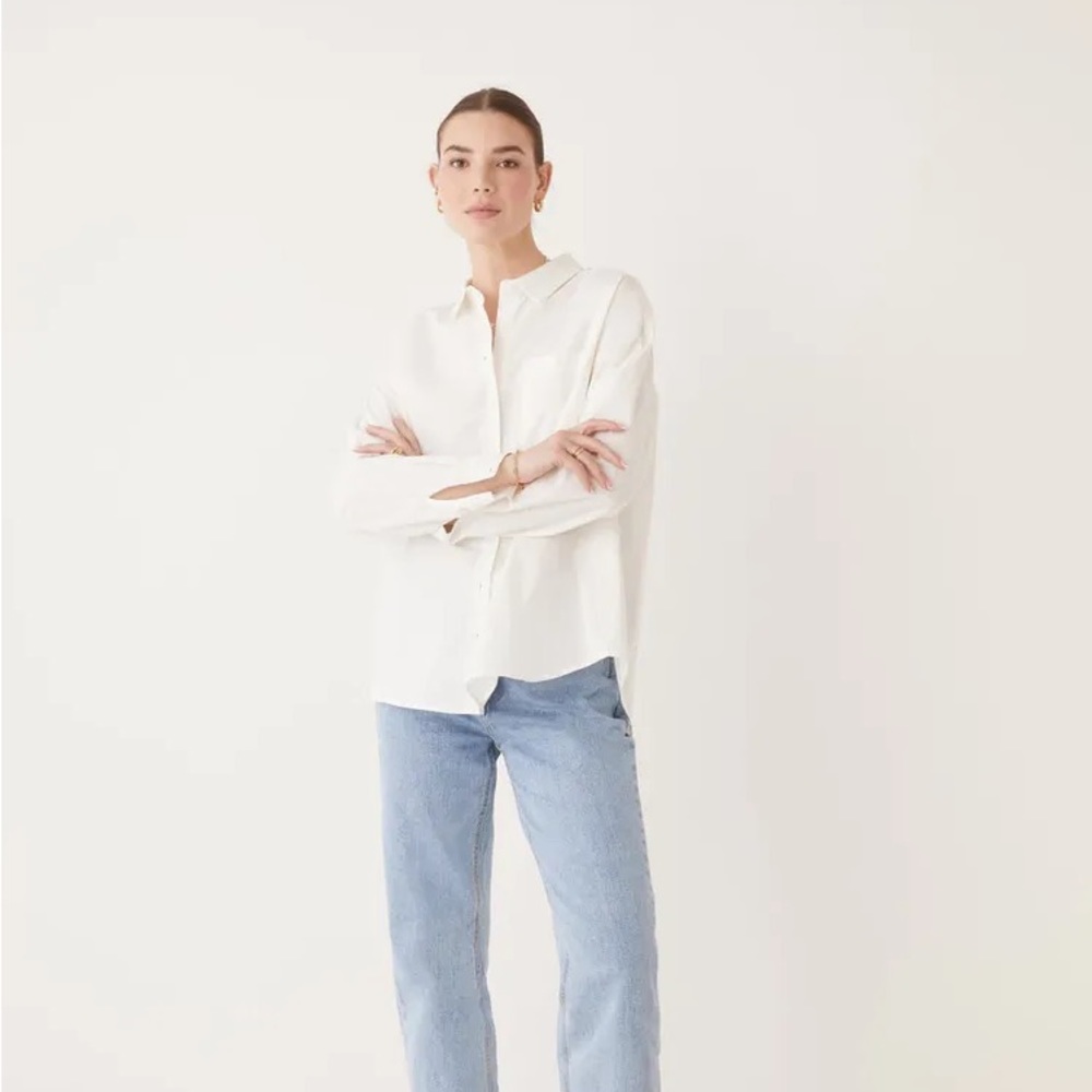 NWT L Frank and Oak White Kapok Button Up Shirt
